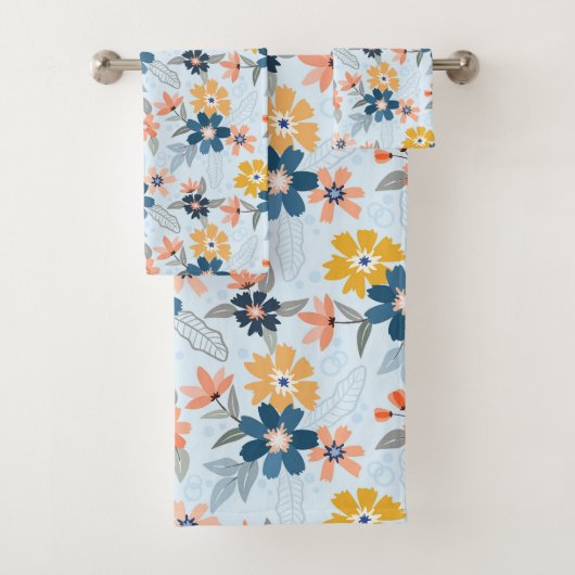 Boho geïnspireerde bloem patroon badhanddoek set bad handdoek (Insitu)