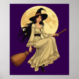 Boho-geïnspireerde heksenvrouw Astride A Besom Poster