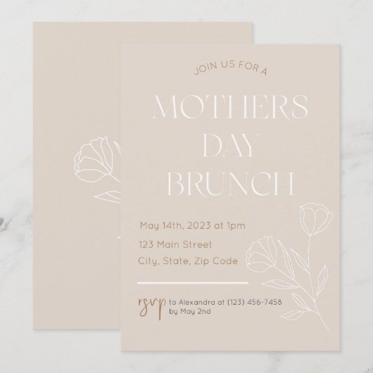 Boho Geïnspireerde Moederdag Brunch Invitation Kaart (Voorkant / Achterkant)