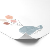 Boho gekleurde baby walvis met ballonnen poster (Hoek)
