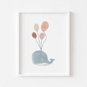 Boho gekleurde baby walvis met ballonnen poster