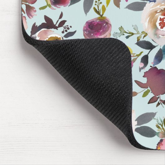  Boho Gekleurde Rozen Dusty Blue Blush Pink Muismat (Hoek)