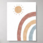 Boho gekleurde zon en regenboog kinderkamer print (Voorkant)