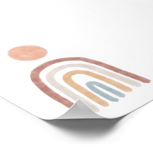 Boho gekleurde zon en regenboog poster (Hoek)