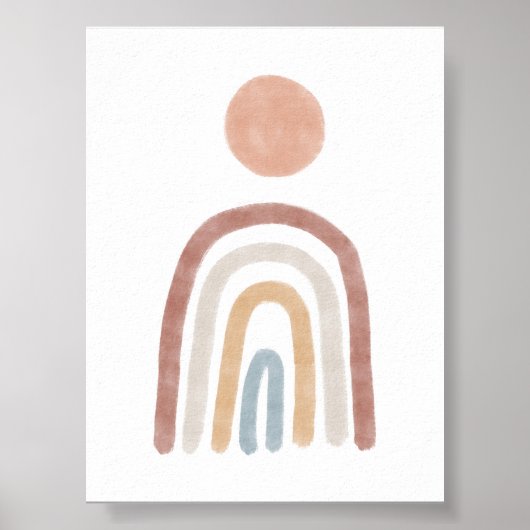 Boho gekleurde zon en regenboog poster (Voorkant)