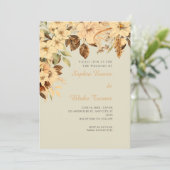 Boho Gele Bloemige Herfst Bamboe Bruiloft Kaart (Staand voorkant)