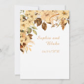 Boho Gele Bloemige Herfst Witte Trouw Kaart (Achterkant)