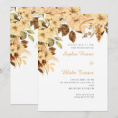 Boho Gele Bloemige Herfst Witte Trouw Kaart (Voorkant / Achterkant)