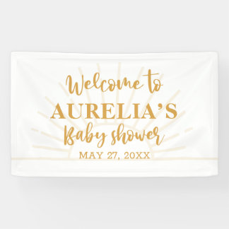 Boho Gele Little Ray Sunshine Op Weg Baby Shower Spandoek