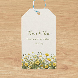 Boho Gele Wildbloemen, Olive Custom Dank u Cadeaulabel