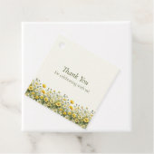 Boho gele wilde bloemen, olijf dank je bruiloft bedankjes labels (In situ)