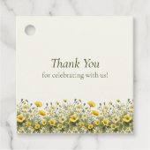 Boho gele wilde bloemen, olijf dank je bruiloft bedankjes labels (Voorkant)