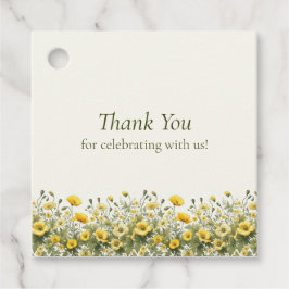 Boho gele wilde bloemen, olijf dank je bruiloft bedankjes labels
