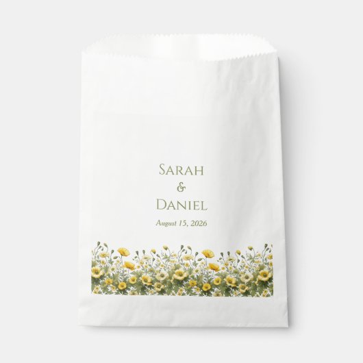 Boho gele wilde bloemen, olijf dank je bruiloft bedankzakje (Voorkant)
