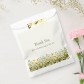 Boho gele wilde bloemen, olijf dank je bruiloft bedankzakje (Gezegeld)