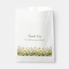 Boho gele wilde bloemen, olijf dank je bruiloft bedankzakje