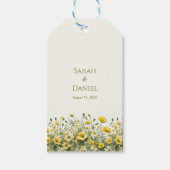 Boho Gele Wilde Bloemen, Olijfgroene Aangepaste Na Cadeaulabel (Voorkant)