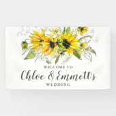 Boho Gele Zonnebloem Bloemen Huwelijk Spandoek (Horizontaal)