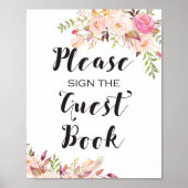 Boho Gelieve het gastenboek te tekenen Bord Poster (Voorkant)