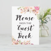 Boho Gelieve te ondertekenen het gastenboek 5x7"Gr Kaart (Staand voorkant)