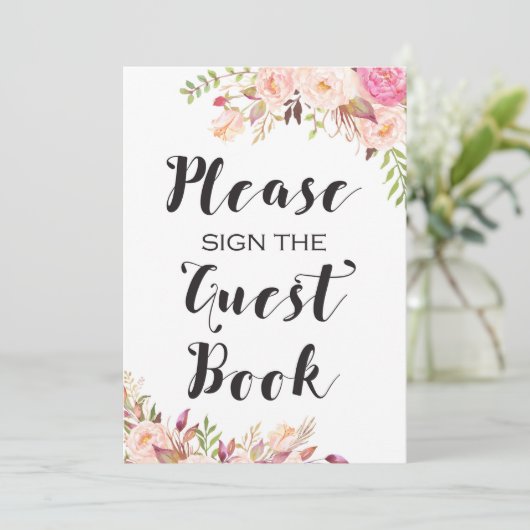 Boho Gelieve te ondertekenen het gastenboek 5x7"Gr Kaart (Staand voorkant)