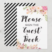 Boho Gelieve te ondertekenen het gastenboek 5x7"Gr Kaart (Voorkant / Achterkant)