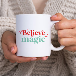Boho Geloof in Magie Kerst moderne lettertype Koffiemok