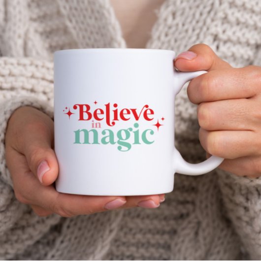 Boho Geloof in Magie Kerst moderne lettertype Koffiemok