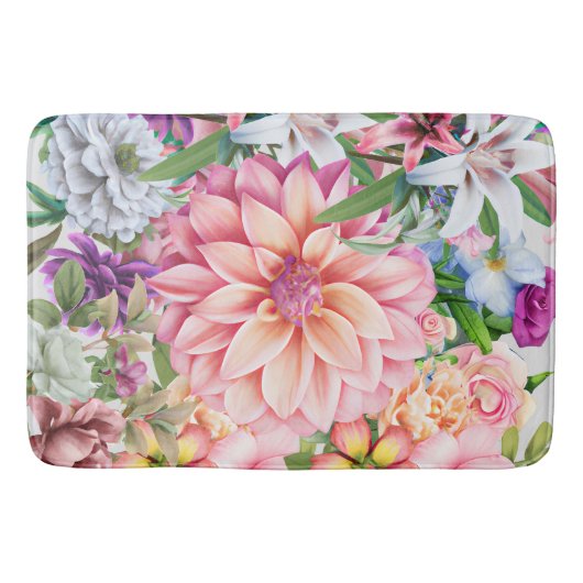 Boho gemengde florale Lily wildbloemen zomer Badmat (Voorkant)