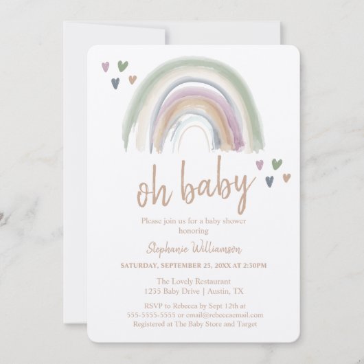 Boho gemuteerde regenboog kraft papier Baby shower Kaart (Voorkant)