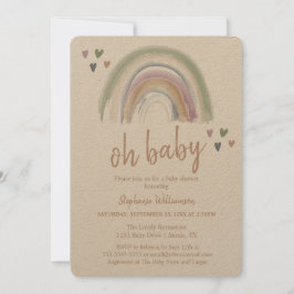 Boho gemuteerde regenboog kraft papier Baby shower Kaart