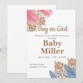 Boho Gender Live Party Boy of Girl Invitation Kaart (Voorkant / Achterkant)
