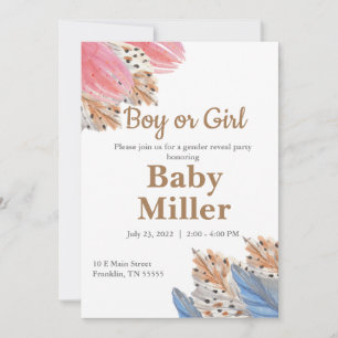 Boho Gender Live Party Boy of Girl Invitation Kaart