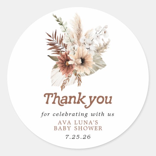 Boho Gender Neutraal Baby shower Favor Ronde Sticker (Voorkant)