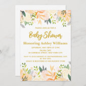 Boho Gender Neutraal Baby shower Wit Goud Bloemen Kaart (Voorkant / Achterkant)