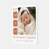 Boho Gender Neutral Baby Birth Stats Ornament (Voorkant links)