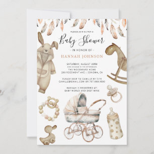 Boho Gender Neutral Baby Speelgoed Baby shower Kaart