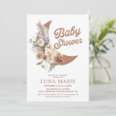 Boho Gender Neutral Moon Baby shower Uitnodiging (Staand voorkant)