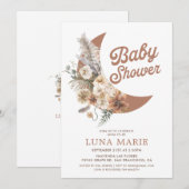 Boho Gender Neutral Moon Baby shower Uitnodiging (Voorkant / Achterkant)