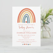 Boho Gender Neutral Rainbow Baby shower Invitation Kaart (Staand voorkant)