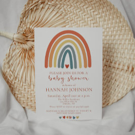 Boho Gender Neutral Rainbow Baby shower Invitation Kaart