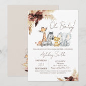 Boho Gender Neutral Safari Baby shower Uitnodiging (Voorkant / Achterkant)