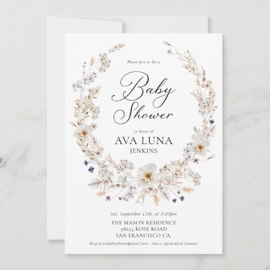 Boho Gender Neutrale Baby shower Uitnodiging (Voorkant)