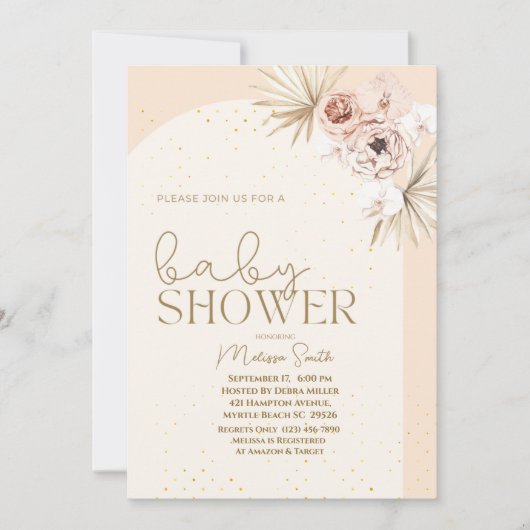 Boho Gender Neutrale Baby shower Uitnodiging (Voorkant)