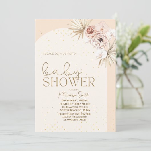 Boho Gender Neutrale Baby shower Uitnodiging (Staand voorkant)