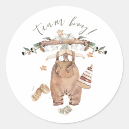 Boho Gender Onthullen Team Boy Baby shower Ronde Sticker