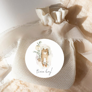Boho Gender Onthullen Team Boy Baby shower Ronde Sticker