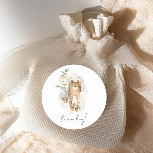 Boho Gender Onthullen Team Boy Baby shower Ronde Sticker