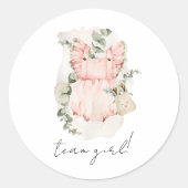 Boho Gender Onthullen Team Meisje Baby shower Ronde Sticker (Voorkant)