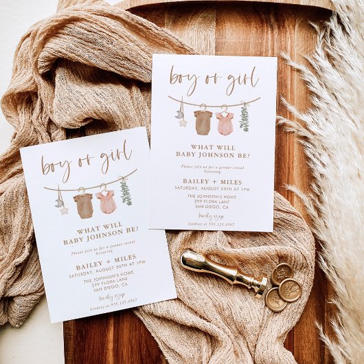 Boho Gender Onthullen Uitnodigen | Neutrale Gender Kaart